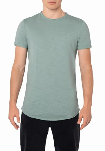 Sublevel Herren Basic T Shirt Regular Fit mit offenen Kanten und rundem Saum in sechs Farben