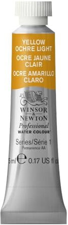 Winsor & Newton 0102745 Professional Aquarellfarbe, lebendige Wasserfarben in Künstlerqualität, hohe Farbbrillanz & Leuchtkraft, lichtecht, Archivqualität, 5ml Tube - Gelber Ocker Hell