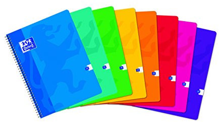 OXFORD Lot de 10 Cahiers à Spirales 24 x 32cm 100 Pages Grands Carreaux Seyès 90g Coloris Assortis