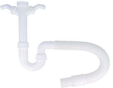 tecuro 1 1/2 Zoll Spülensiphon fexibel kürzbarer Ablaufschlauch DN40/50 Geruchsverschluß Ablaufgarnitur Küche