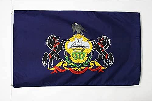 AZ FLAG - Drapeau Pennsylvanie - 90x60 cm - Drapeau Etat Américain - Usa - Etats-Unis 100% Polyester Avec Oeillets Métalliques Intégrés - Pavillon 50 g