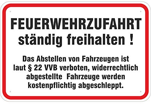 Schild Feuerwehrzufahrt aus Aluminium-Verbundmaterial 3mm stark 40 x 60 cm Achtung Feuerwehrausfahrt