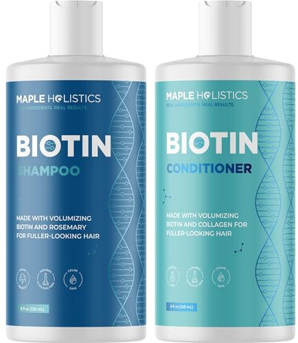 Rosemary & Biotin Shampoo and Conditioner Set - Paraben and Sulphate Free for Thinning Hair and Dry Scalp - Nourishing and Volumising With Essential Oils - 236mL