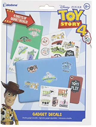 Paladone Pegatinas de Toy Story Gadget, 4 hojas de pegatinas de vinilo, impermeables y reposicionables