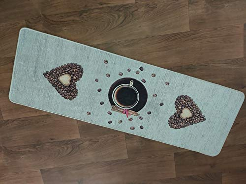 Coffee Küchenläufer Läufer 60x180cm Kaffee Polyester waschbar 30° Love