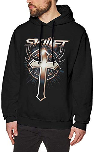 Henrnt Skillet Band Men's Fashion Long Sleeve Sweatshirt Drawstring Pullover Hoodies Black