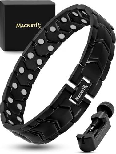 MagnetRX® Ultrastarkes Magnetarmband – Magnetbänder für Herren – Herrenarmband längenverstellbar mit Größenbestimmungswerkzeug (Schwarz)