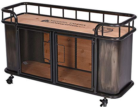 Lowboard „LOFT Studio“ – Industrial Barwagen | Holz & Metall | Möbel auf Rollen | Anrichte mit Türen & Ablagen | Retro Hausbar lof047 Palazzo Exklusiv