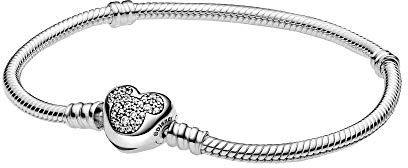 PANDORA Disney Schlangenkettenarmband aus Sterlingsilber mit Mickey-Verschluss und klarem Zirkonia