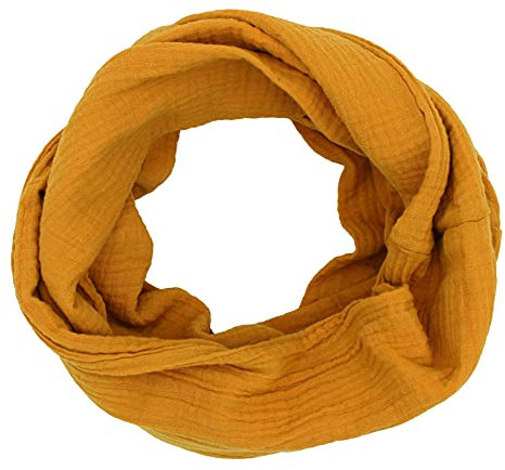 Turnanzug-GymStern Musselin Loop Schal Schlauchschal 100% feine Baumwolle 30x65 cm Damenhalstuch Halstuch Damen Frauen (Senf)