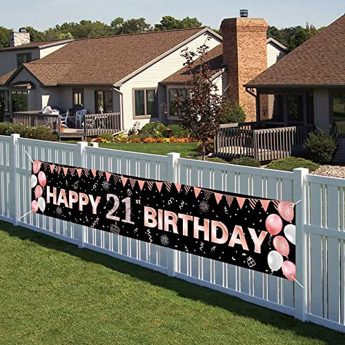 AOLOA 21st Birthday Banner, Super Large Happy 21st Party Decorations, Outdoor Banner Backdrop for Garden Table Wall