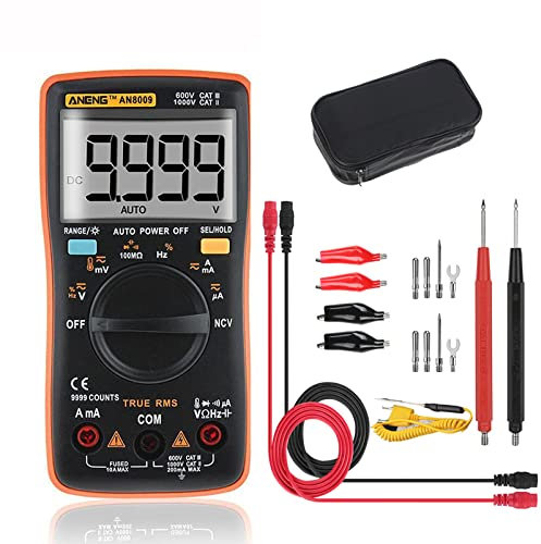URCheers AN8009 Digitales Multimeter mit 9999 Counts - AC/DC-Voltmeter - Kondensator-True-RMS-Tester - Elektrischer Kapazitätsmesser für Kraftfahrzeuge Temp Diode