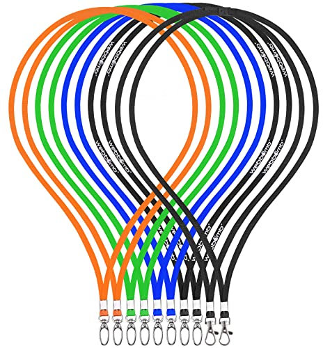 WEBBOMB 10 Stück Schlüsselband Lanyard 360° Umhängeband edel glänzend mit Karabiner für Ausweishalter Büro ID Karte Fahrkartenhülle Schlüsselbänder Handy Band (bunt = je 2 Bänder aus 5 Varianten)