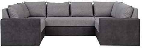 Ecksofa Reton Plus, Eckcouch mit Schlaffunktion, Polsterecke, Wohnlandschaft, Couchgarnitur, Sofagarnitur, U-Form Couch/Sofa (Montana 101 + MDL 5)