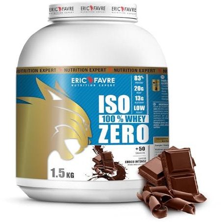 ISO WHEY ZERO 100% Pure Protéine - Pure Whey Protéine Isolate Savoureuse Pour Prise de Masse Musculaire - Assimilable Rapidement - 1,5kg - Saveur Choco Intense - Eric Favre