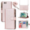 Cavor Crossbody iPhone 6 Plus/6S Plus Case With Card Holder With Strap,Flip Leather Wallet Case,[9 Card Holder] Zipper Detachable Lanyard Phone Case Cover for women - Rose Gold