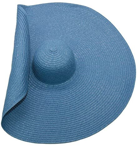 WSLCN Chapeau de Soleil Femme Capeline Chapeau à Large Bord Casquettes Anti-Soleil Respirant Anti UV Grand Chapeau de Paille Bleu Ciel