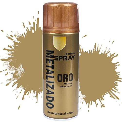 Etrexonline Pintura Spray Multicolor Profesional 400ml Adecuado Metal Madera y Plástico - Color Oro Metalizado (Paquete de 1)