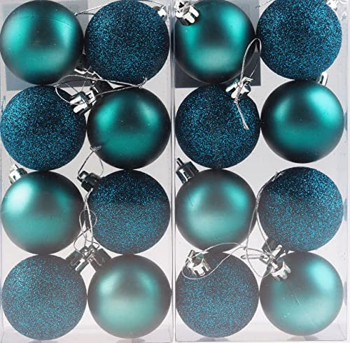 10cm/3Pcs Christmas Baubles Shatterproof Teal Blue, Christmas Tree Decorations Ball Ornaments Balls Xmas Hanging Decorations Holiday Decor - Shiny,Matte,Glitter