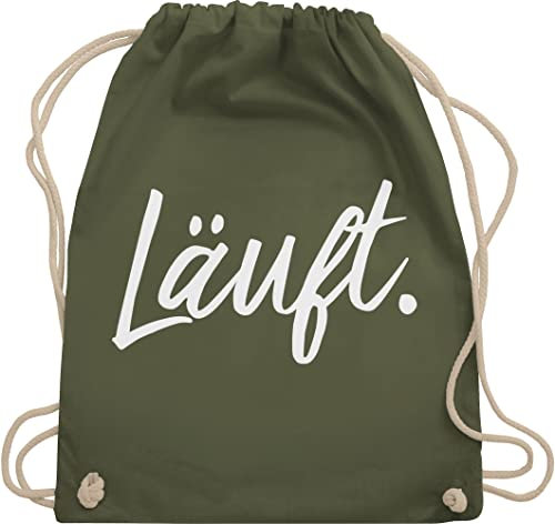 Shirtracer Turnbeutel Rucksack - Sprüche - Läuft - Statement - Unisize - Olivgrün - lustige mit aufschrift typo beutel taschen statements laeuft stoffrucksack festival sprüchen läuft. stoffbeutel