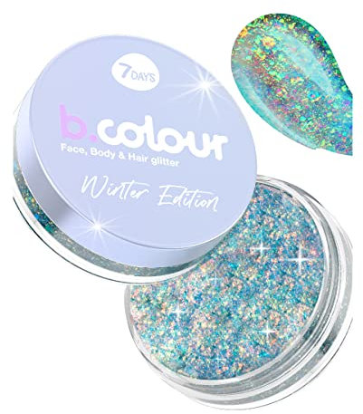 7DAYS Glitter pour le maquillage | Gel scintillant bleu holographique pour les cheveux, les yeux et les lèvres | Glitter Top pour fard à paupières sans colle pour le maquillage des enfants, 25 g