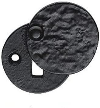 Black Cast Iron Escutcheon Plates Keyhole Cover Key Hole Door Lock Accessories (Standard Covered Escutcheon) in Black Antique Finish & Dimensions 50mm x 20mm x 50mm
