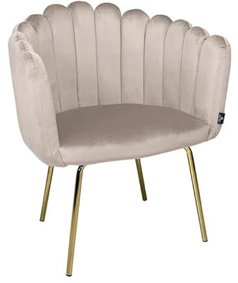 SAMIRA Poltrona conchiglia in velluto poltroncina vintage mod. Perla (1, Tortora)