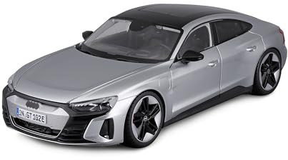 Bburago Audi RS e-tron GT (2022): Modellauto im Maßstab 1:18, Türen beweglich, Silber (18-11050S)