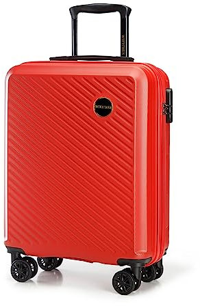 WITTCHEN Kleiner Koffer Circle line - Kollektion aus ABS mit Diagonalen Streifen Glänzend Strukturierten Größe S 34L Rot