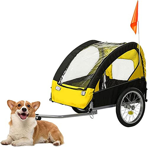 Fahrrad anhänger Haustier-Fahrradanhänger, 2-in-1-Hundefahrradanhänger Und Kinderwagen Mit Netzfenster, Tragkraft 40 Kg, Outdoor-Haustiertransporter for Kleine Und Große Hunde, Mit Flagge