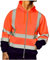 Herren Warnjacke Sicherheitsjacke Winterjacke Warnschutzjacke Arbeitsjacke Klassische Kontrast Warnschutz-Regenjacke mit reflektierenden Streifen, Warnschutzjacke mit Kapuze Orange 4XL