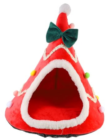 minkissy Haustier Weihnachtsnest Weihnachtskatzenbetthöhle Indoor-hundehütte Hundehöhle Bett Hundehaus Hasenversteck Schlafhaus Für Haustiere Baumhütte Hasenhaus Stoff Weihnachten Schmücken