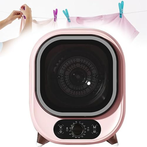 SKIHOT Tragbarer Mini-Wäschetrockner,Kompakter 450-W-Wäschetrockner Mit Edelstahlwanne,Zwei Temperaturgesteuerten Sonden/35 Dezibel Trocknen,Für Wohnung,Wohnheim,Pink