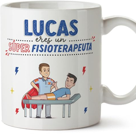MUGFFINS Tazas Personalizadas para FISIOTERAPEUTA hombre - En Español - ¡Eres Súper! - 11 oz / 330 ml - Regalo Personalizable original y divertido