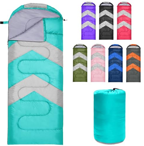 Zusentee Schlafsack 3-4 Jahreszeite für Outdoor Camping Warme Einzelne Erwachsene Wasserdicht Leichter Ultraleicht Schlafsack für Erwachsene Kinder Camping Wandern, Reise, Seeblau