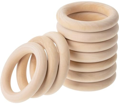 10 Stücke Ø 70mm Holzringe für DIY Bastelprojekte - Natürliche Rundholzkreise für Makramee, Wandbehang, Traumfänger und weitere kreative Kunstwerke.