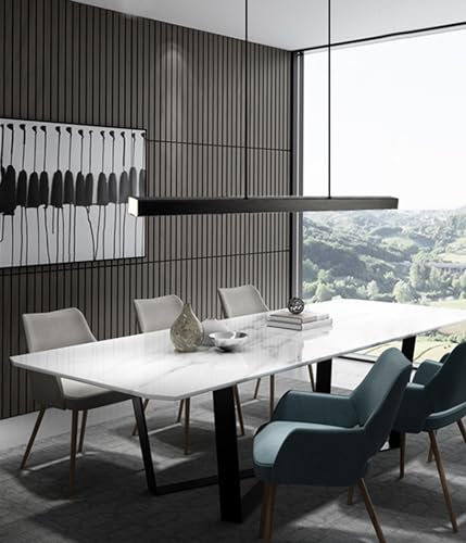 LED Hängeleuchte esstisch Pendelleuchte Schwarz dimmbar mit Fernbedienung pendellampe linear Design höhenverstellbar Kronleuchter Lampe für Esszimmer Sekretariat Küche Leuchte (schwarz, L150CM)
