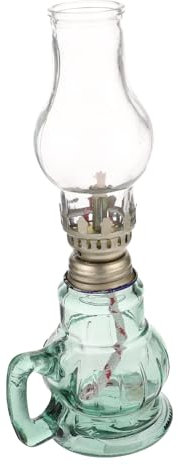 PRETYZOOM Retro Glas Petroleumlampe Vintage Öllampe Für Innenräume Transparentes Glas Notbeleuchtung Für Stromausfälle Dekorative Tischlampe Für Wohnzimmer Schlafzimmer Und Tempel