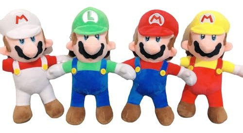 Yisscen 4Pcs Super Ma-Rio Plüsch, 25cm Cartoon Plüschtier, Kuscheltier Charaktere Spiel Thema Plüsch Puppe Spielzeug, für Kinder Geburtstagsgeschenke, Spielefans Spielzeug