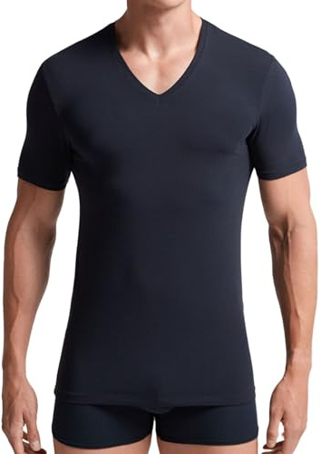 Intimitaly deFonseca - Set 3 Magliette Intime Uomo Cotone Pettinato Girocollo e Scollo V T Shirt Finissima Cuciture Piatte Intimo Maglietta Uomo Nera Bianca e Colorata