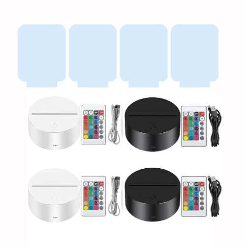 B BachVibes Base Lámpara LED, 3D Night Light Base, Ajustable 16 colores con mando a distancia, cable USB, Hogar, Bares, Cafeterias, Restaurantes Incluye placa metacrilato sin grabar