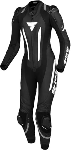 SHIMA Miura RS Tuta in pelle da moto monopezzo da donna, nero/bianco, 40