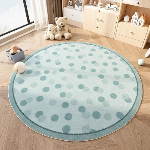 YATOLA Rund Kinderteppich Playmat Rug Teppich Kinderzimmer Babyteppich Schlafzimmer Wohnzimmer Küche Bodenmatte Fußmatten Gymnastikmatte Wurf Kinderspiel Krabbel Matte Spielmatte (Blau, 120cm)