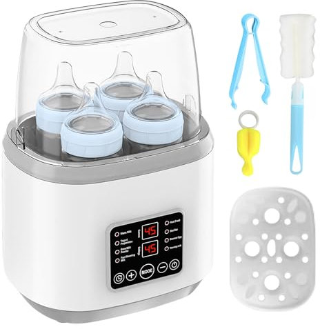 Chauffe-Biberon 8-en-1 avec Stérilisateur pour Biberons, Programmation Intelligente, Stérilisation à la Vapeur, Fonction de Maintien au Chaud 24H, Chauffe-Biberon pour Lait Maternel (Gris)