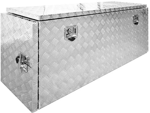 Trucky Truckbox, Deichselbox Aluminium, Anhängerbox 15 Größen, Werkzeugkiste mit Schloss und Schlüssel, stabil und wasserdicht, Boxentyp:P402-155 (155 x 35 x 53 cm)