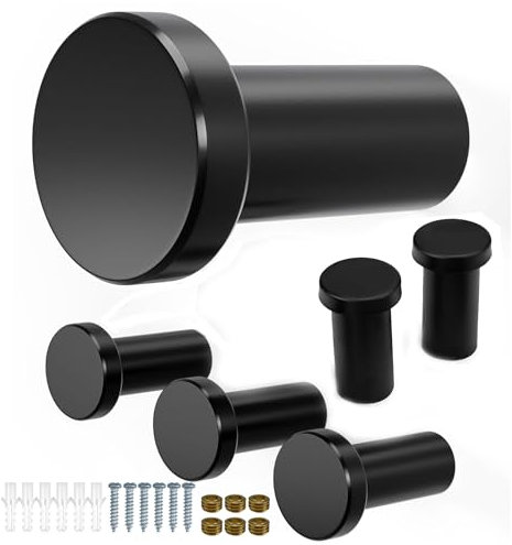 Schwarze runde Wandhaken,6 Pcs Runde Edelstahl Wandhaken zum Aufhängen von Kleidung und Alltagsgegenständen in Küche und Schlafzimmer