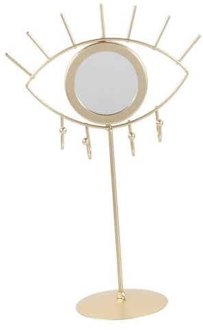 AOKWAWALIY Einfaches Eisen Schmuckregal Schmuckhalter Ständer Halskette Schmuck Organizer Ständer Böse Augen Mit Spiegel Schmuckständer Spiegel Schmuckständer Ohrringständer