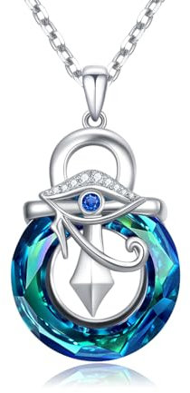 YEESIA Auge des Horus Halskette für Frauen 925 Sterling Silber Auge des Horus Anhänger Halskette Ägyptische Halskette mit Kristallschmuck Geschenk für Frauen