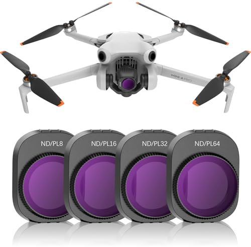 FPVtosky Set di filtri ND Mini 4 Pro ND, con rivestimento multiplo, set di filtri CPL per droni DJI Mini 4 Pro, 4 pezzi (ND8/PL, ND16/PL, ND32/PL, ND64/PL)