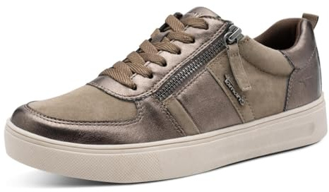 Tamaris Comfort Damen Sneaker flach mit Reißverschluss Freizeit, Mehrfarbig (Pewter Comb), 36 EU